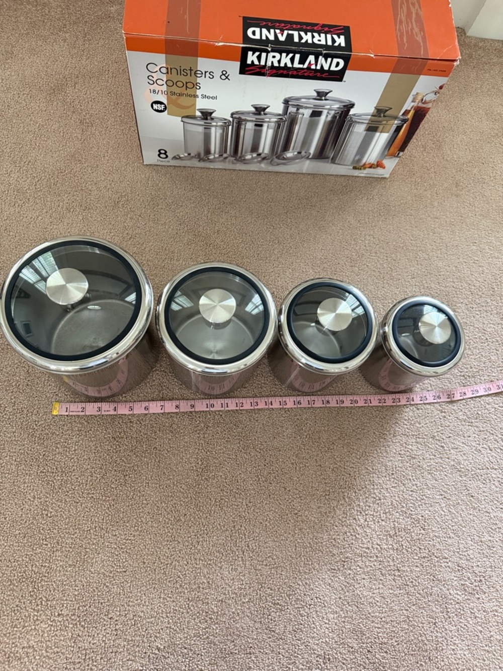 Kirkland Signature Stainless Steel Canister Set - Silver with Clear Lids - Picture 2 of 10